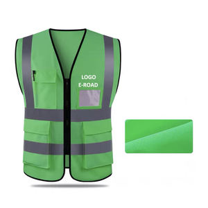 Chaleco de seguridad de alta visibilidad para hombre, reflectante, transpirable, de poliéster, con cuello en V, ropa exterior informal, color sólido, temporada de primavera - Product Image 6