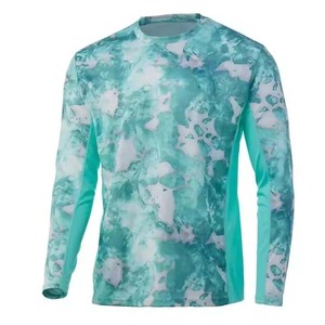 Men's <b>Long</b> <b>Sleeve</b> Fishing Shirt <b>Blue</b> Camouflage Sublimation Print UPF 50 Quick Dry Pullover <b>Top</b> - Product Image 5