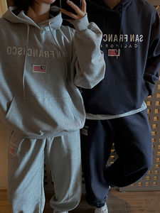 Sweat-shirts surdimensionnés personnalisés de haute qualité 100 % coton peigné, style streetwear, impression EMB, coupe ample, avec poches, pour couples - Product Image 5