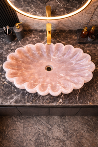 Lavabo de Baño de Ónix Rosa Moderno y Ecológico de Lujo con Forma de Flor, Lavabo de Ónix de Alta Gama - Product Image 2