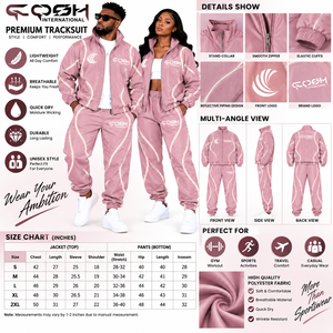Unisex <b>pink</b> lightweight <b>tracksuit</b> set full zipper jacket matching pants sporty polyester sportswear Stand Collar Regular Fit - Product Image 6