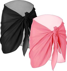 2 Pieces Sarong Coverups for Women <b>Bathing</b> Suit Wrap Swimsuit Skirt Beach Bikini Cover up Swimwear Chiffon - Product Image 1