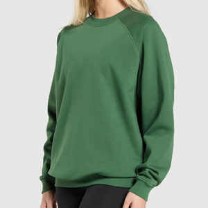 Sweat-shirt uni à col ras du cou et épaules tombantes pour femme, vente en gros à prix abordable, impression personnalisée sur le devant, 100 % coton molletonné - Product Image 4