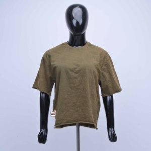 T-shirts à manches courtes unis en tricot délavé surdimensionnés vintage pour hommes avec logo personnalisé - Écologiques, respirants, séchage rapide, 100 % coton - Product Image 3