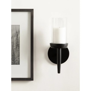 Porte-bougie mural noir en bois moderne et élégant à 1 bras, support décoratif suspendu pour bougies, idéal pour l'intérieur de la maison, les fêtes et les événements, à prix avantageux - Product Image 3
