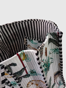 Bolso de lona acolchado con estampado de animales tropicales, estilo bohemio, parte superior abierta, para ir de compras, viajar, todas las estaciones - Product Image 2