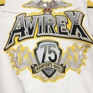 Blouson aviateur en cuir style vintage Avirex jaune Aviator King - Product Image 3