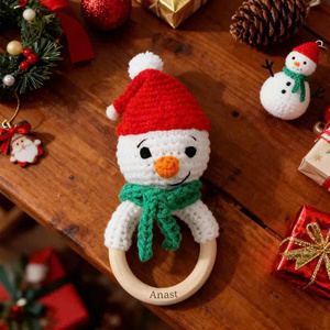 Ensemble de hochets de Noël en coton au crochet fantaisie, jouets miniatures à l'échelle 1:4, Père Noël et ours, éducatifs, 11 cm, pour les 2-14 ans - Product Image 5
