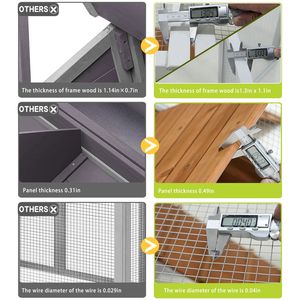 Poulailler et enclos à lapins en bois de 77 pouces pour l'extérieur, avec nichoir en PVC imperméable, jaune - Product Image 4