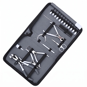 Kit d'outils professionnels pour extensions de cheveux Microlink à bandes adhésives : Pince à sertir les perles, Pince de dépose, Coupe-liens, Outil à crochet, Aiguilles, Peigne et Pinces - Product Image 6