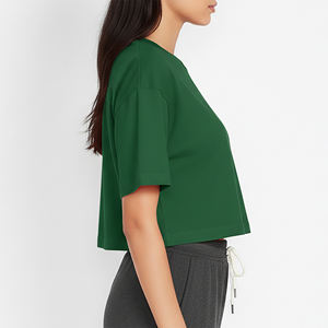 OEM/ODM T-shirt Crop Top de Haute Qualité, Grande Taille, 100% Coton, pour Femmes, Vêtement Casual, Manches Courtes, Couleur Unie - Product Image 2