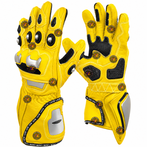 Gants de moto Lazib Sports en cuir de vache véritable imprimé hiver, manchette longue, sécurité totale pour la conduite, le motocross, le vélo - Product Image 1