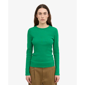 เสื้อสเวตเตอร์ถักแขนยาวคอกลมสำหรับผู้หญิง สีเขียวล้วน สไตล์มินิมอล ทรงเข้ารูป เสื้อแขนยาวสำหรับทุกฤดูกาล - Product Image 1