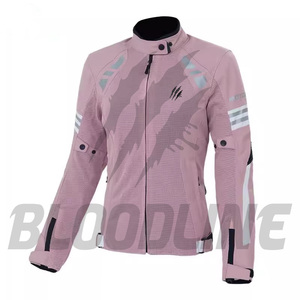 Chaqueta de Motocicleta de Malla Blanca para Mujer, Manga Larga, Transpirable, para Verano, con Detalles en Verde Azulado, Logotipo Estampado en la Parte Delantera - Product Image 3