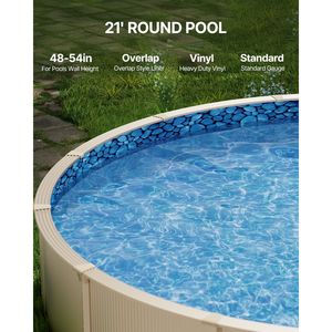 Telo di rivestimento per piscina fuori terra rotonda da 21 piedi, in vinile a sovrapposizione, spessore standard, per pareti con altezza 48-54 pollici, progettato con struttura in acciaio. - Product Image 2