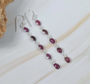 925 Sterling Silver Pink Tourmaline <b>Hook</b> <b>Earrings</b> Handmade Stone Dangle October Birthstone Jewelry - Product Image 4