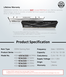 [KINGSMAN AITC] แรม 16GB DDR4 3200MHz CL16 CL18 CL19 CL22 สำหรับคอมพิวเตอร์ตั้งโต๊ะเล่นเกม - Product Image 5