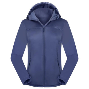 Top Quality Women's Navy Hooded Fleece <b>Jacket</b> Full Sleeve Zipper Closure Windproof Breathable Autumn Wear - Product Image 1