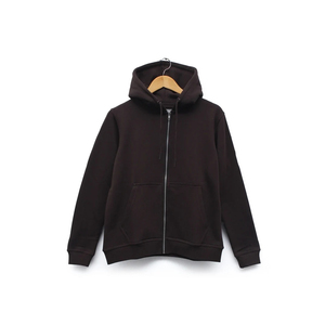 Sweat à capuche noir pour femme, coupe classique, couleur unie, 100 % coton tricoté, respirant, anti-boulochage, pour l'hiver/l'automne, avec fermeture éclair avant et logo - Product Image 1