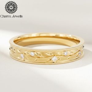 Bague de fiançailles en moissanite plaquée or 22 carats pour femme Charm Jewells, design floral classique, sertissage à griffes, certifiée IGI, argent 3g - Product Image 2