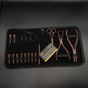 Kit de Herramientas para Extensiones de Cabello, Alicates Metálicos Color Chocolate, Tijeras, Herramienta de Instalación y Remoción para Uso Profesional - Product Image 1