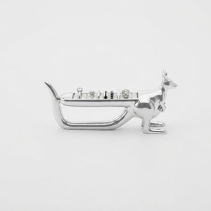 Modern Polished Metal Ring Holder Animal Jewelry Organizer For Rings & Dog Shaped For Nightstand & Perfect Gift For Dog Love - Product Image 3