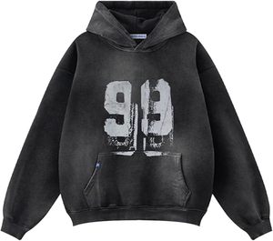 Sweat à capuche unisexe pour homme, imprimé graffiti numéro 99, style streetwear Y2K, coupe oversize, avec poche - Product Image 4