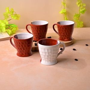 Superbe ensemble de tasses à thé en céramique bicolore texturée effet bulles, en grès écologique, compatible micro-ondes, avec cuillères à motif floral pour mugs à lait - Product Image 4