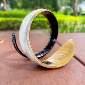 SOFIYA CRAFT Ensemble de bracelets en corne naturelle pour homme, style vintage bicolore marron et noir, bracelet ouvert pour les occasions d'anniversaire, style tendance - Product Image 4