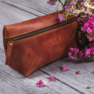 Genuine Leather Toiletry Bag Mens Dopp Kit Travel Wash Bag Shaving Kit <b>Pouch</b> <b>Waterproof</b> Lining Wholesale B2B TYG-0243 - Product Image 1