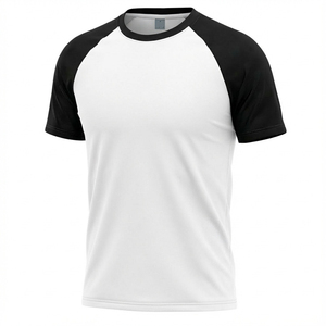 T-shirt en jersey raglan à manches courtes pour hommes, en coton respirant, décontracté et sportif - Product Image 1