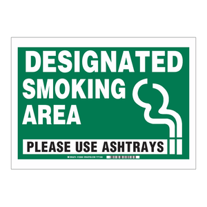 Panneau de signalisation Brady pour zone fumeurs – Guide de sécurité intérieur et extérieur - Product Image 1