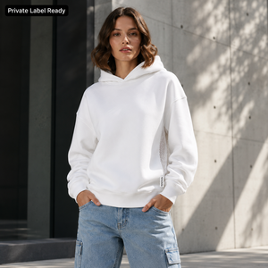 Custom Mesh Back <b>Pullover</b> Hoodie OEM ODM Private Label Oversized Cotton Fleece Lined Womens Winter Hoodie Wholesale Manufacturer - Product Image 2