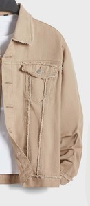 Veste en jean pour homme avec bordure brute, fermeture boutonnée, coupe ample, style décontracté - Product Image 2