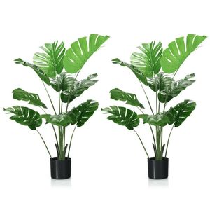 Set di 2 Alberi Artificiali di Monstera Deliciosa con 10 Foglie di Diverse Dimensioni - Product Image 1