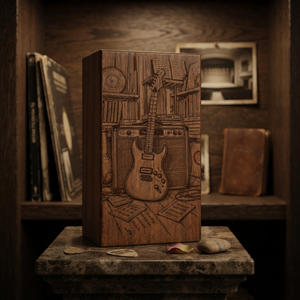 Urne funéraire en bois décorative, boîte à souvenirs personnalisée gravée, urne commémorative sur le thème de la musique pour adulte - Product Image 4