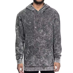 Sudadera con Capucha Beige Personalizada con Efecto Ácido para Hombre, Oversize, Hombros Caídos, Bolsillo Canguro, Estilo Vintage Lavado, Streetwear - Product Image 2