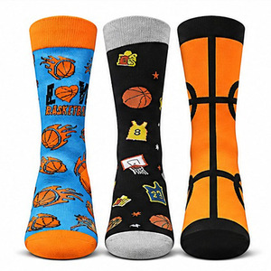 Calcetines de baloncesto con diseño novedoso, venta al por mayor de fábrica, calcetines de algodón peinado suave para hombre, calcetines casuales divertidos, calcetines deportivos coloridos, 3 pares - Product Image 1