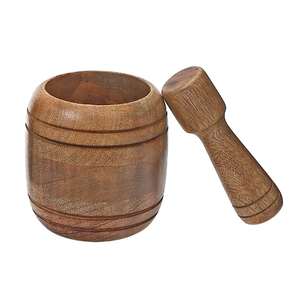 Mortier et pilon en bois massif écologique, fait main, pour herbes et épices, outil de cuisine manuel 101 - Product Image 3