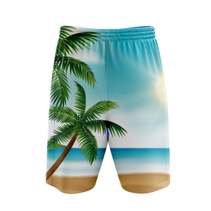 Shorts de plage pour hommes personnalisés, séchage rapide, imprimé tropical, shorts d'été, taille élastique, vêtements de bain OEM ODM - Product Image 2