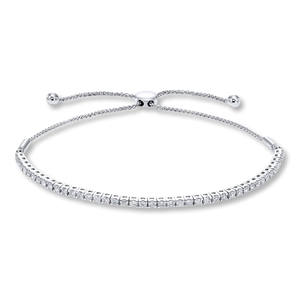 Pulsera Bolo con Diamante Redondo Cultivado en Laboratorio, Platino - Product Image 1