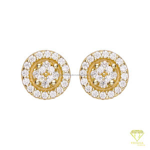 Boucles d'oreilles glamour en diamants de laboratoire ronds, argent sterling 925, bijoux de luxe haut de gamme pour femmes - Product Image 2
