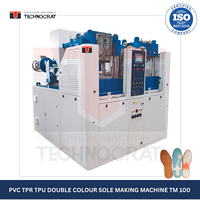 Machine de moulage de semelles bicolores TECHNOCRAT TPR, contrôlée par PLC, moteur haute performance, 140 paires/heure, 440V, garantie 1 an, réservoir d'huile 350L