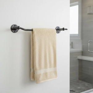 Toallero individual victoriano de metal negro montado en la pared con placas traseras de roseta floral para el hogar, hoteles, accesorio de baño - Product Image 4