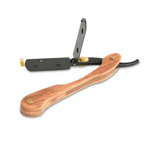 Professional Curve Straight <b>Razor</b> <b>Men</b> Wood Handle Barber Shaving Spider Pattern Face Cleaning Stainless Steel Blade A+ Grade - Product Image 2