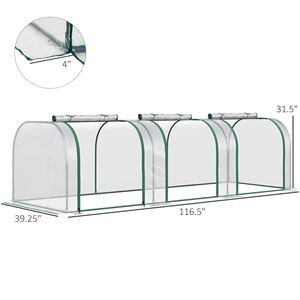 Serre tunnel portable 9,7 L x 3 W x 2,5 H avec 3 portes zippées, couverture en PVC résistante à l'eau et aux UV pour jardins - Product Image 3