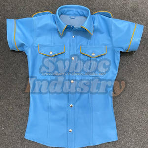 เสื้อเชิ้ตหนังสีดำสำหรับผู้ชายเสื้อหนังแกะขนาดพลัสไซส์ติดกระดุมสำหรับเครื่องแบบ - Product Image 2