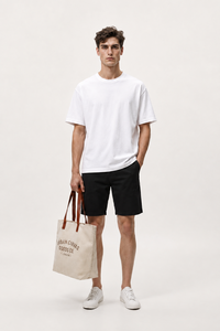 T-shirt blanc à col rond et manches courtes pour homme, coupe classique, 100 % coton jersey, décontracté, uni, respirant, tricoté, écologique - Product Image 5
