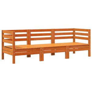 Divano da Giardino Modulare in Legno di Pino Massiccio Cerato Marrone, Set 3 Posti - Product Image 2