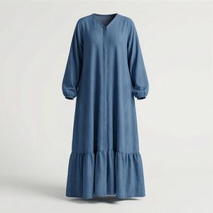 ชุดกิโมโนแบบ OEM ปี 2025 เสื้อคลุมอาบายะ ผ้าโพลีเอสเตอร์เนื้อนุ่ม ยืดหยุ่นสูง หนาขึ้น สำหรับผู้หญิงมุสลิม คอวี แขนยาว เหมาะสำหรับงานปาร์ตี้ รอมฎอน งานแต่งงาน - Product Image 1